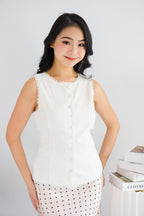 Marlianne Sleeveless Button Down Top in White