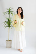 Somi Oversized Stripes Button Down Long Sleeve Top in Green Stripes
