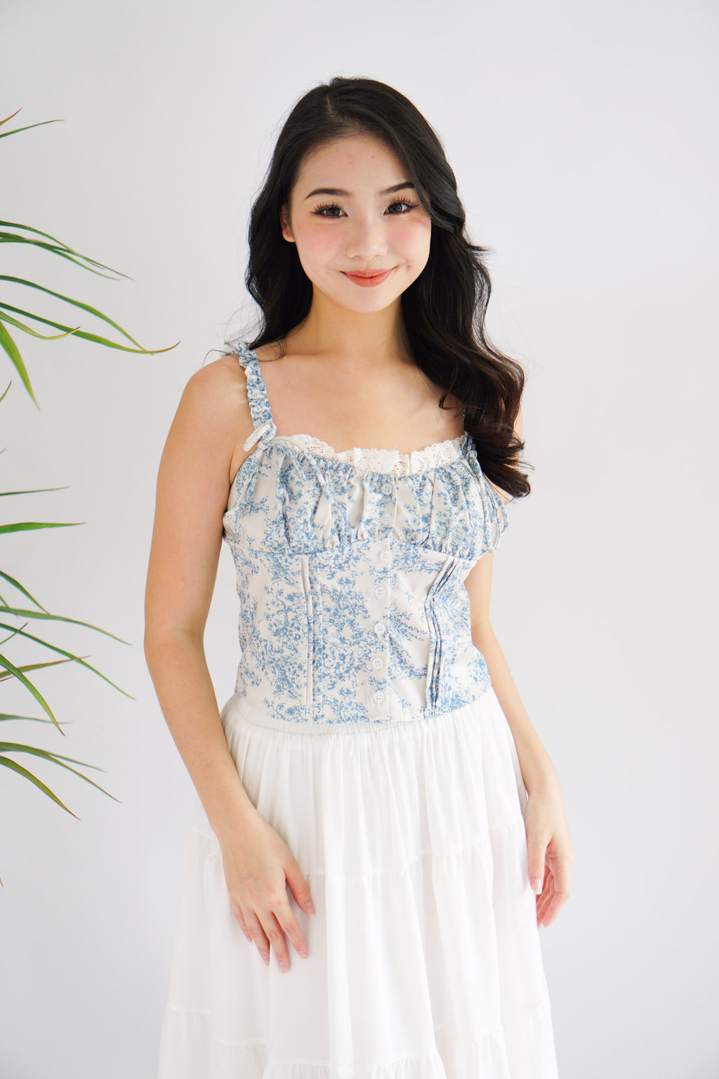 Baby Misty Floral Ruched Bust Top in Blue
