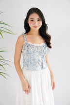 Baby Misty Floral Ruched Bust Top in Blue
