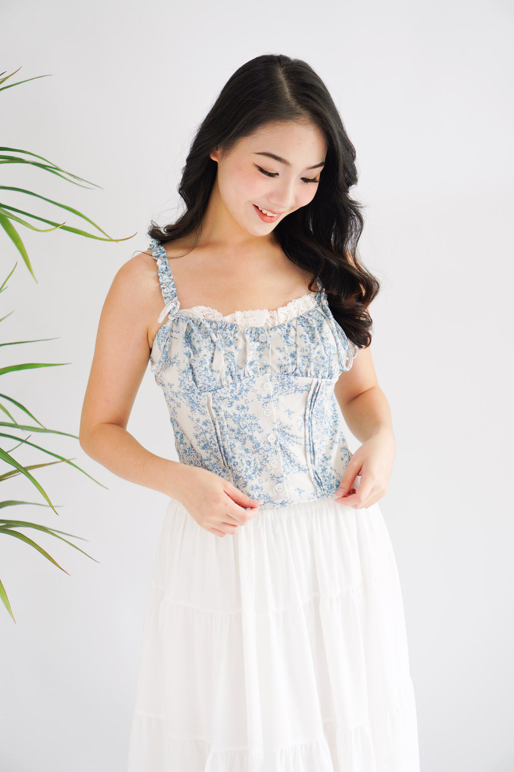 Baby Misty Floral Ruched Bust Top in Blue