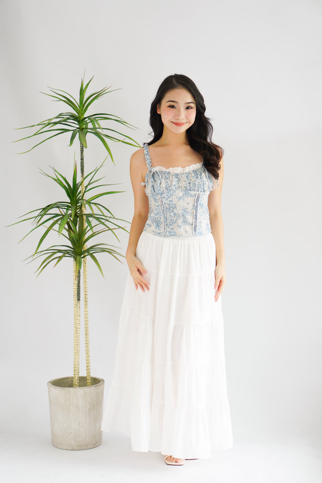 Baby Misty Floral Ruched Bust Top in Blue