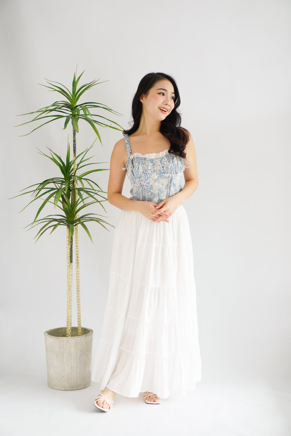 Baby Misty Floral Ruched Bust Top in Blue