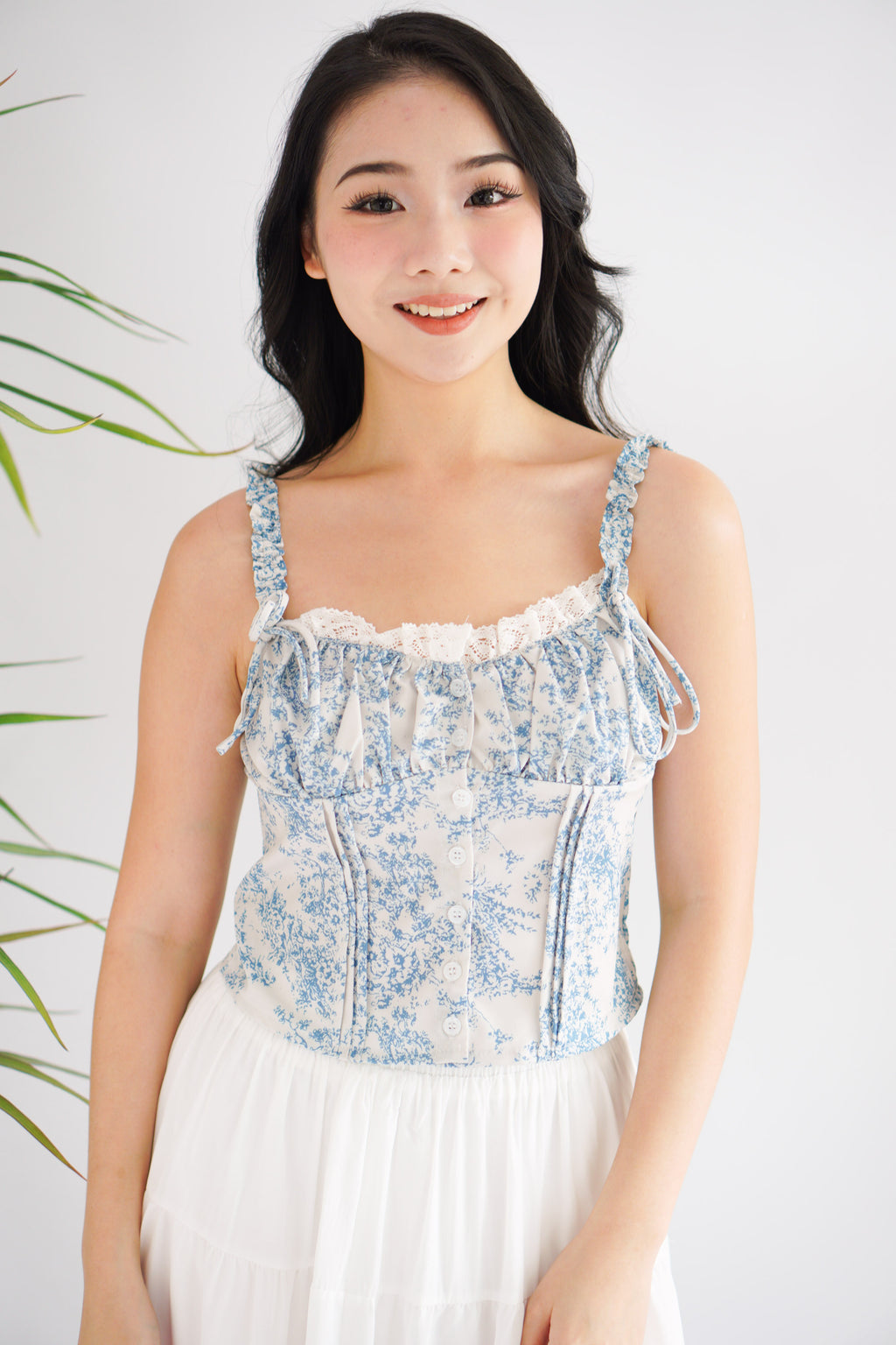Baby Misty Floral Ruched Bust Top in Blue