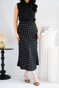 Darmi Midi Skirt with Polkadot in Black