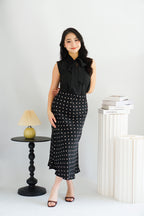 Darmi Midi Skirt with Polkadot in Black