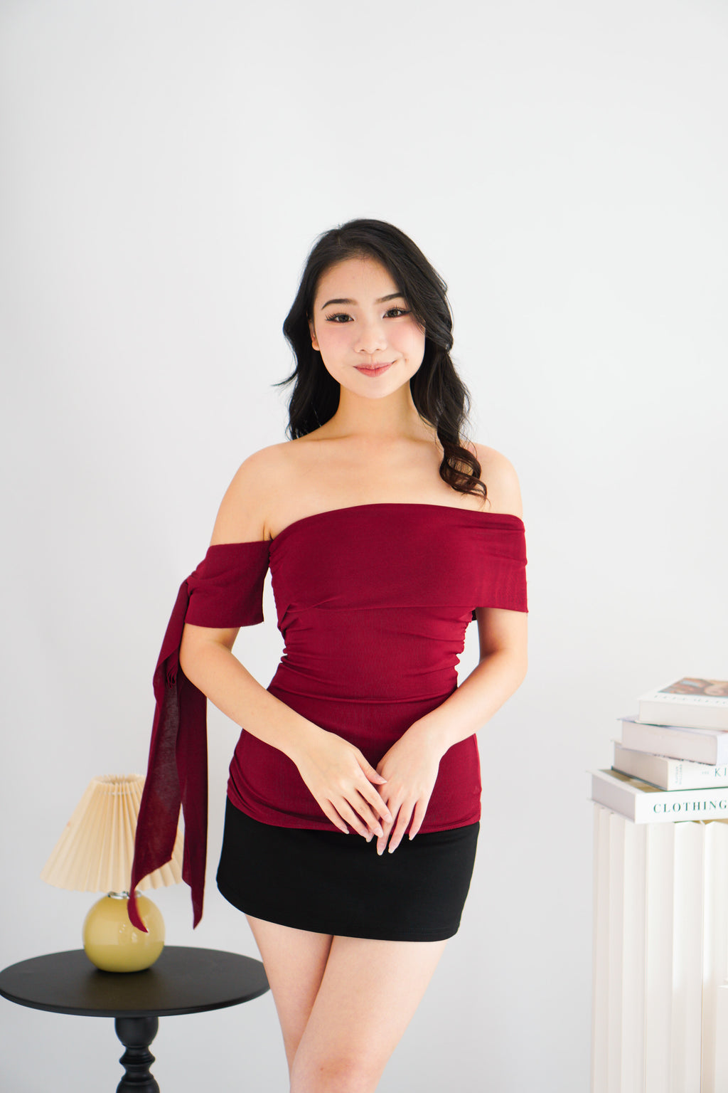 Baby Feraya Off Shoulder Toga Top in Red