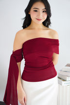 Baby Feraya Off Shoulder Toga Top in Red