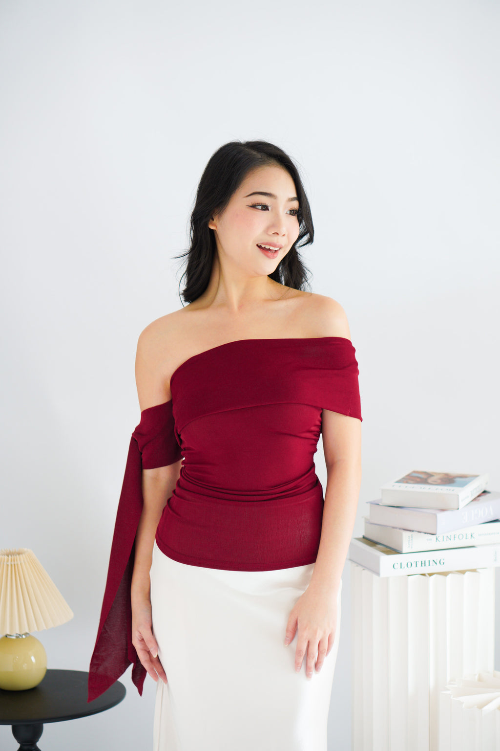 Baby Feraya Off Shoulder Toga Top in Red