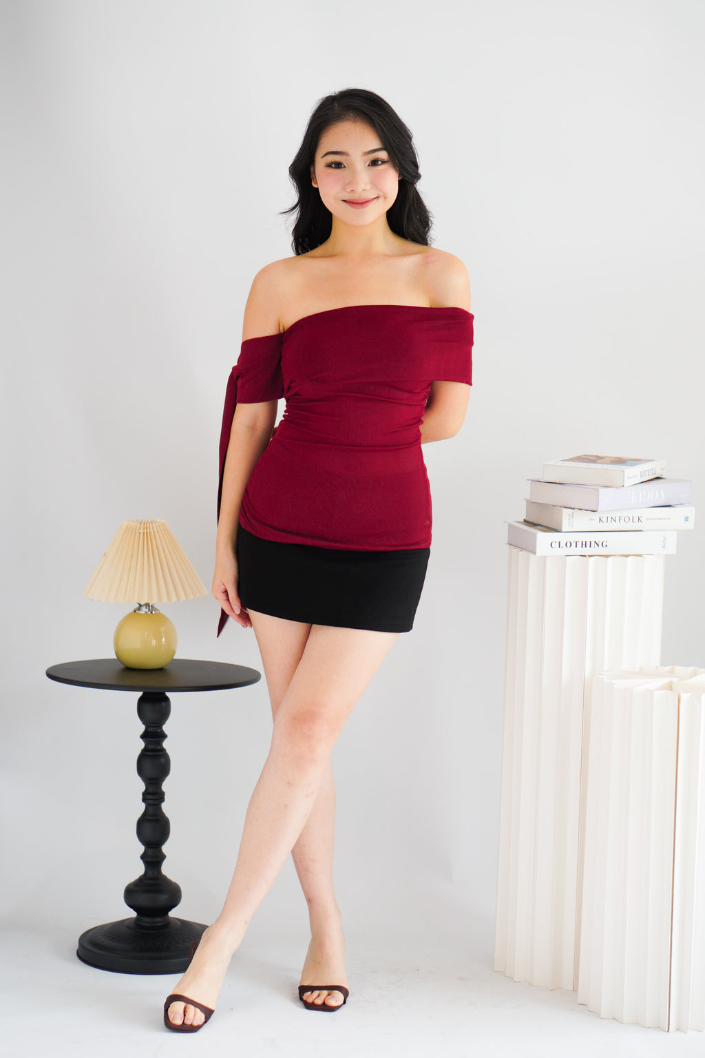 Baby Feraya Off Shoulder Toga Top in Red
