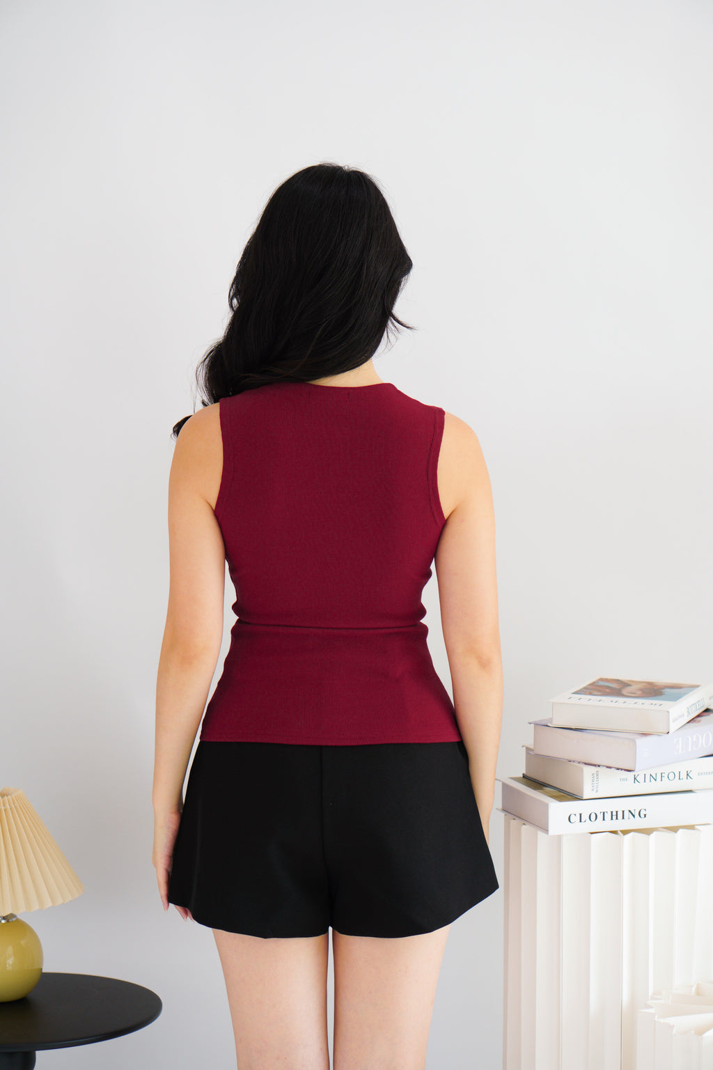 Chrissy Knit Zipper Ribbed Top in Red