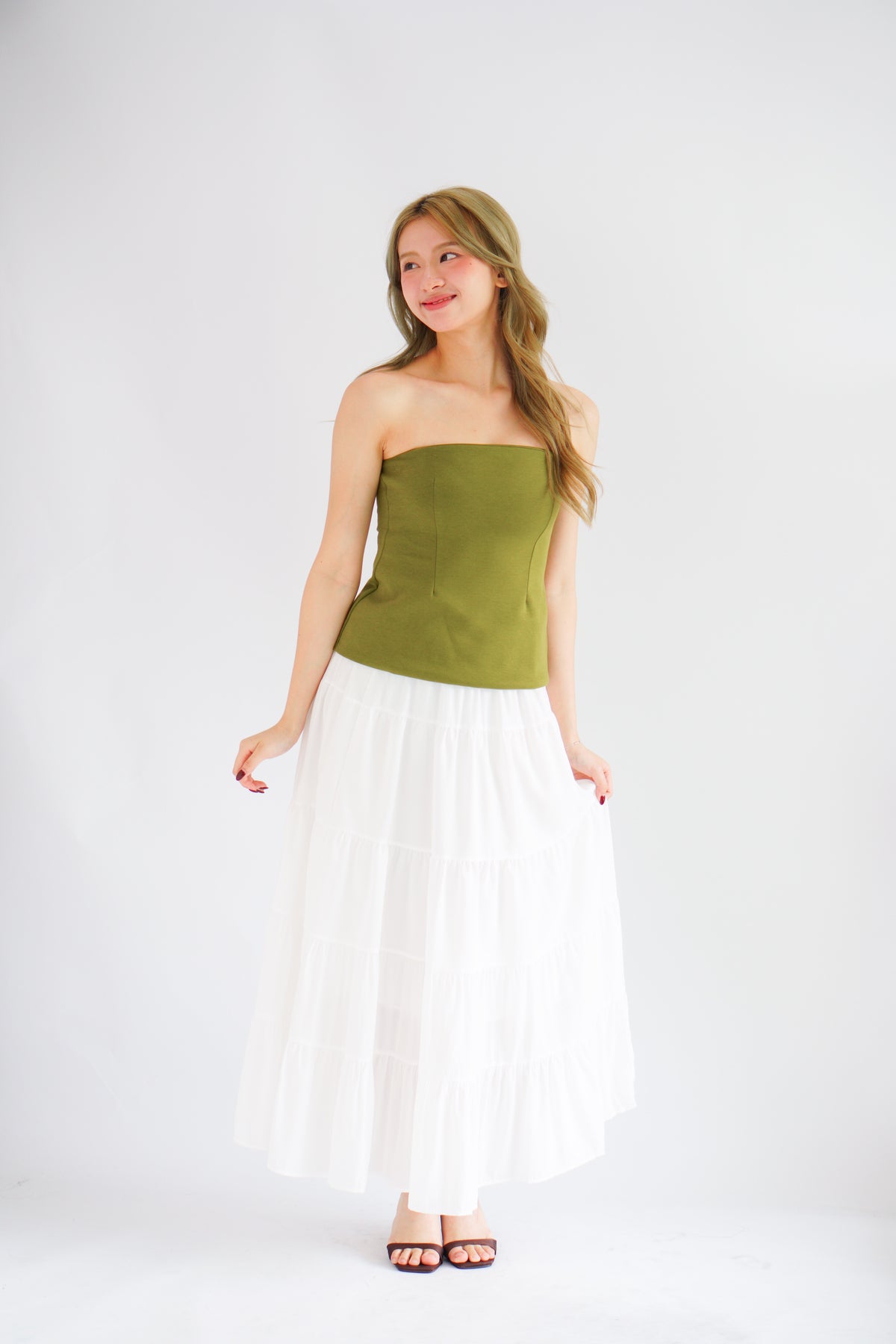Thea Corset Tube Top in Green