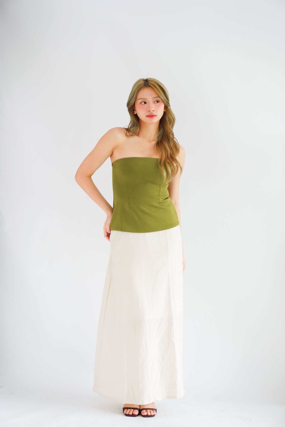 Thea Corset Tube Top in Green
