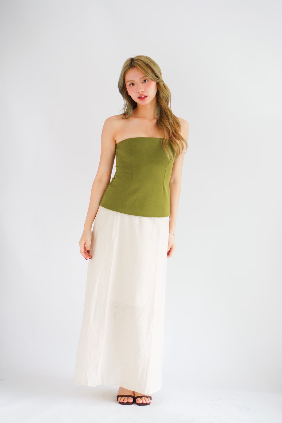 Thea Corset Tube Top in Green