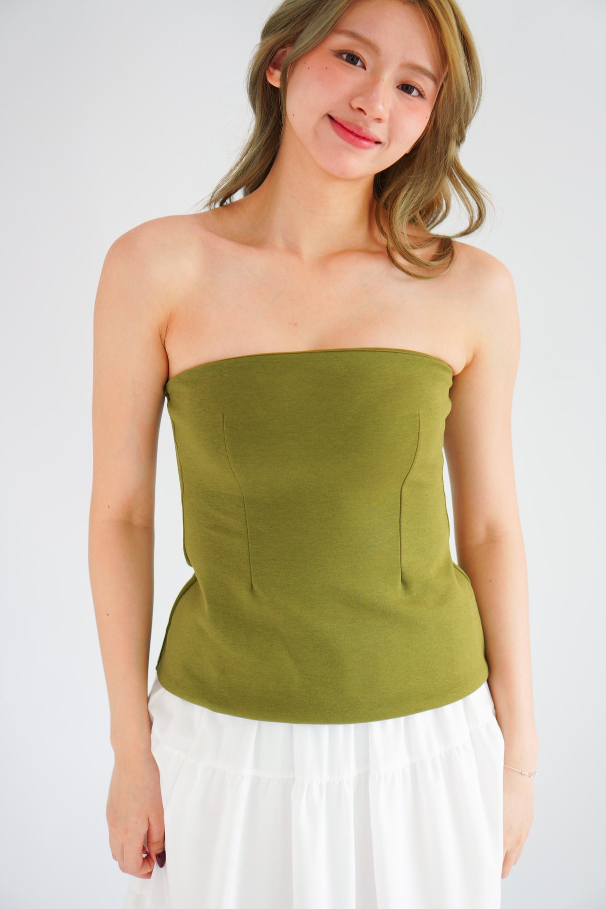 Thea Corset Tube Top in Green