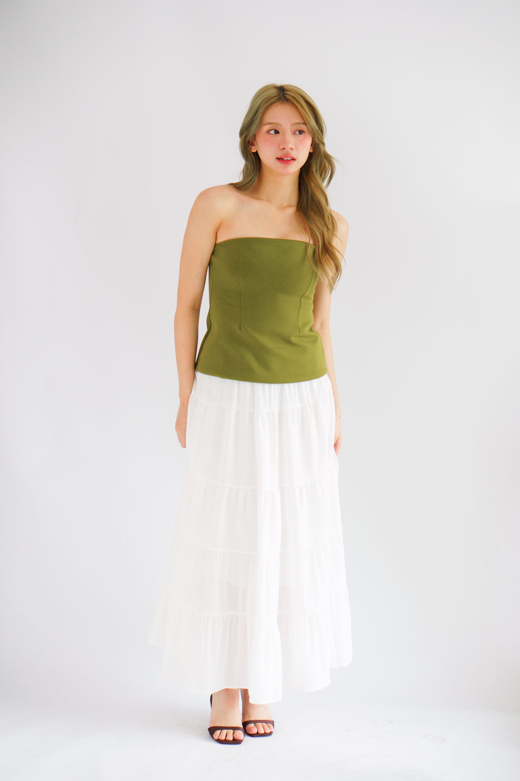 Thea Corset Tube Top in Green