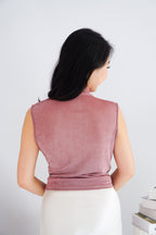Alano Sleeveless Ruched High Neck Top in Pink