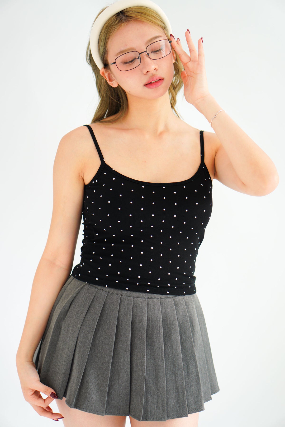 Havi Polkadot Padded Camisole Top in Black