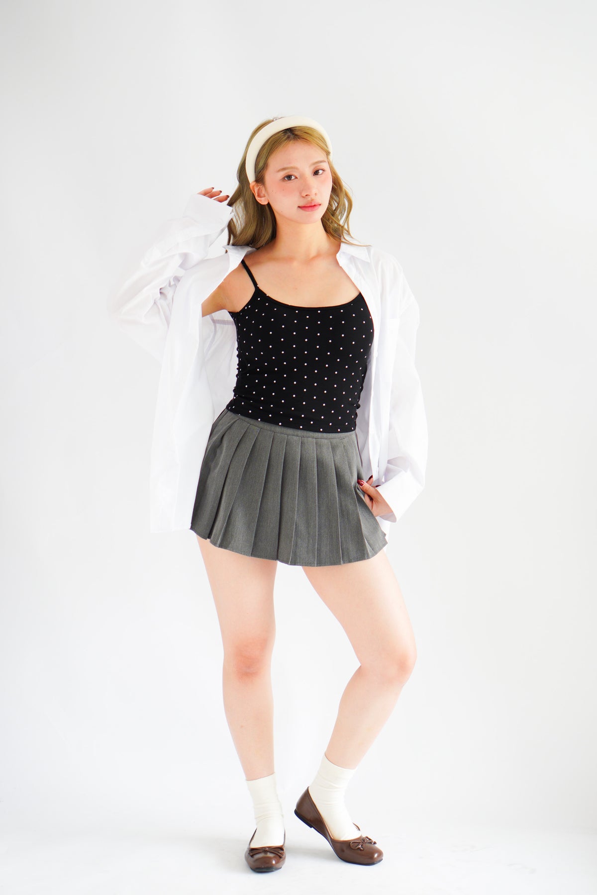 Havi Polkadot Padded Camisole Top in Black