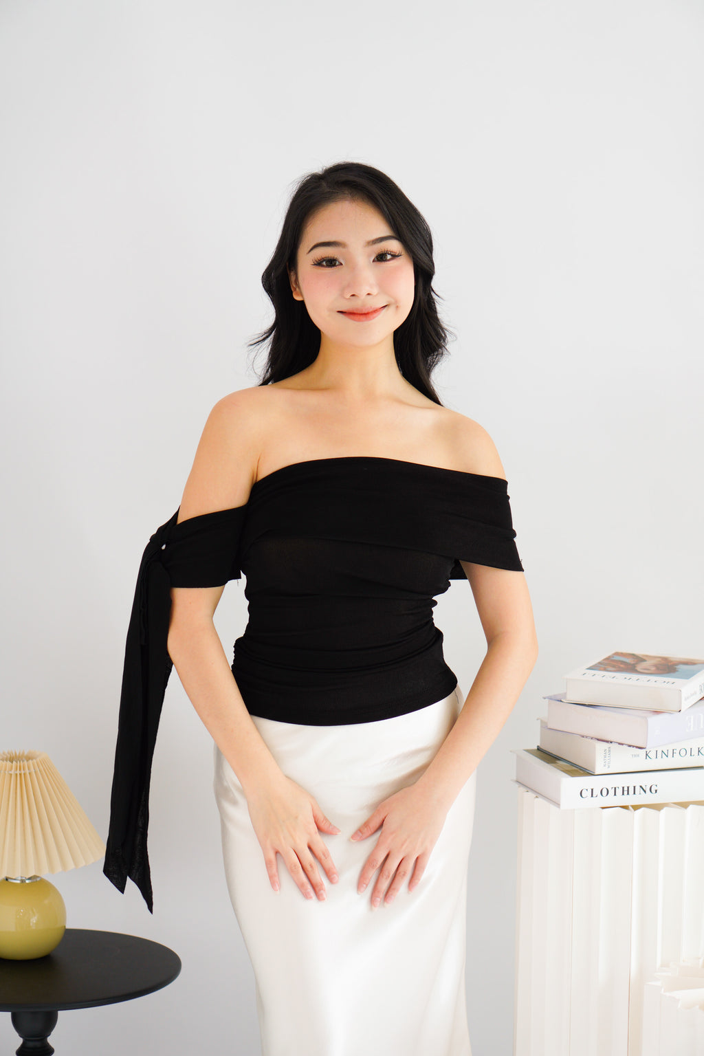 Baby Feraya Off Shoulder Toga Top in Black