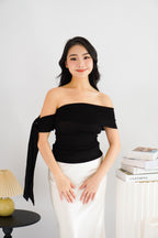 Baby Feraya Off Shoulder Toga Top in Black