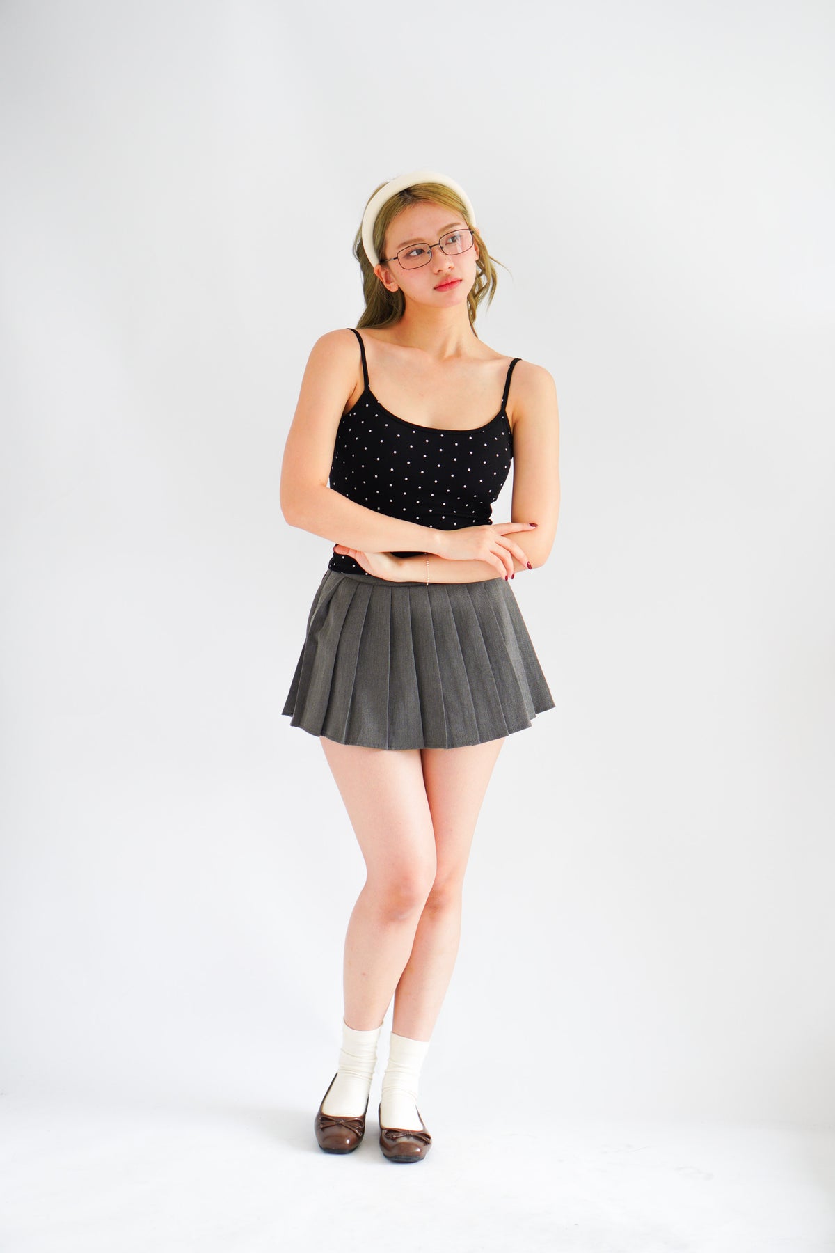 Havi Polkadot Padded Camisole Top in Black
