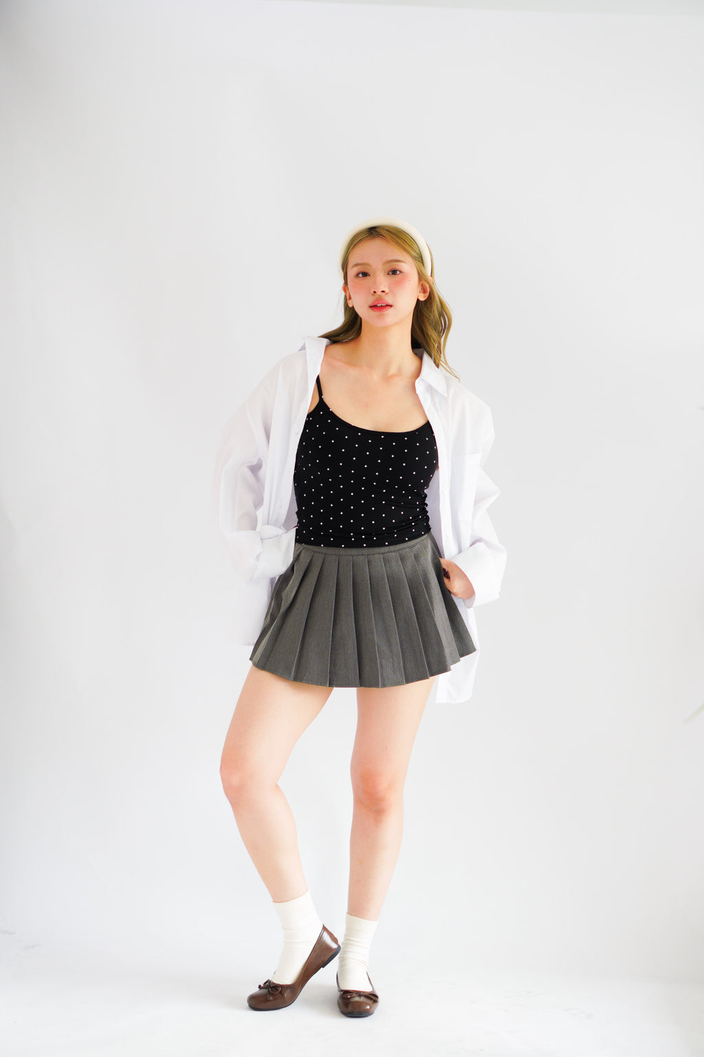 Havi Polkadot Padded Camisole Top in Black