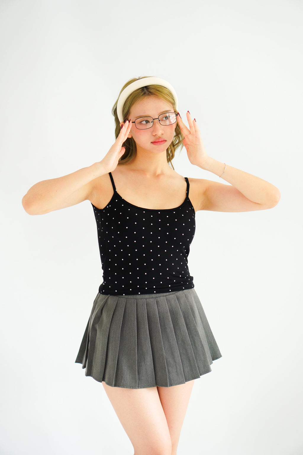 Havi Polkadot Padded Camisole Top in Black