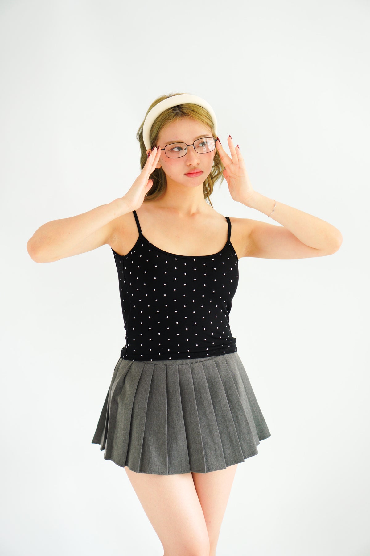 Havi Polkadot Padded Camisole Top in Black