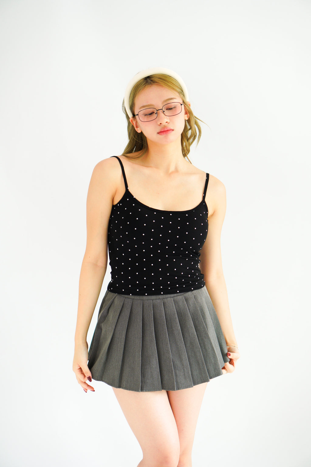 Havi Polkadot Padded Camisole Top in Black