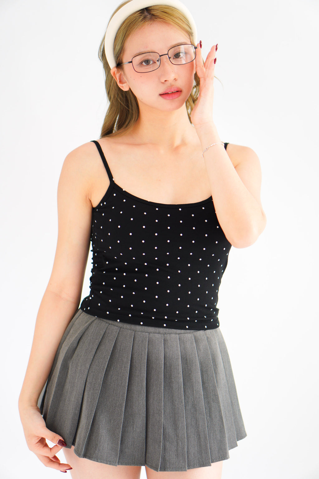 Havi Polkadot Padded Camisole Top in Black