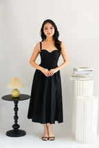 Ruya Bustier Corset Maxi A-Line Dress in Black