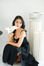 Ruya Bustier Corset Maxi A-Line Dress in Black