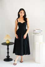 Ruya Bustier Corset Maxi A-Line Dress in Black