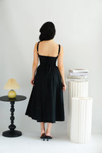 Ruya Bustier Corset Maxi A-Line Dress in Black