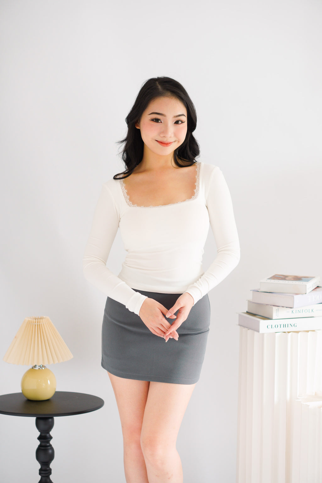Sybil A-Line Mini Skirt in Grey