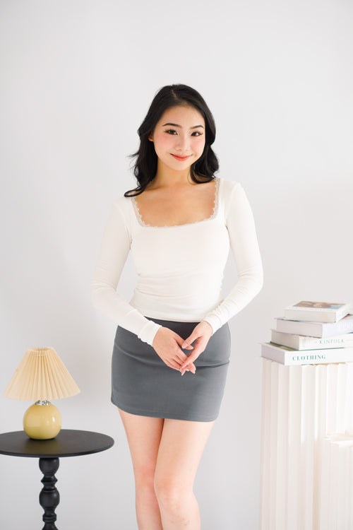Sybil A-Line Mini Skirt in Grey