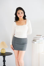 Sybil A-Line Mini Skirt in Grey
