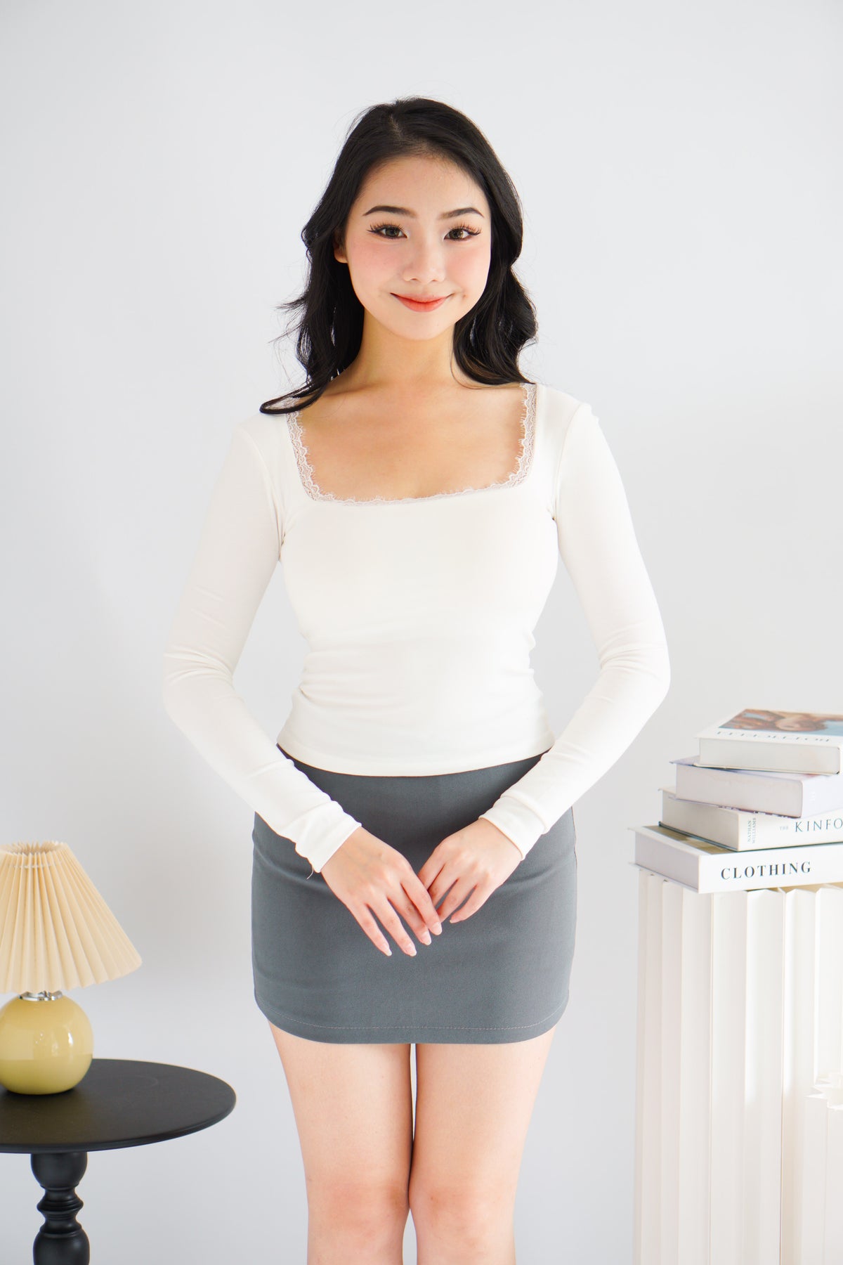 Sybil A-Line Mini Skirt in Grey