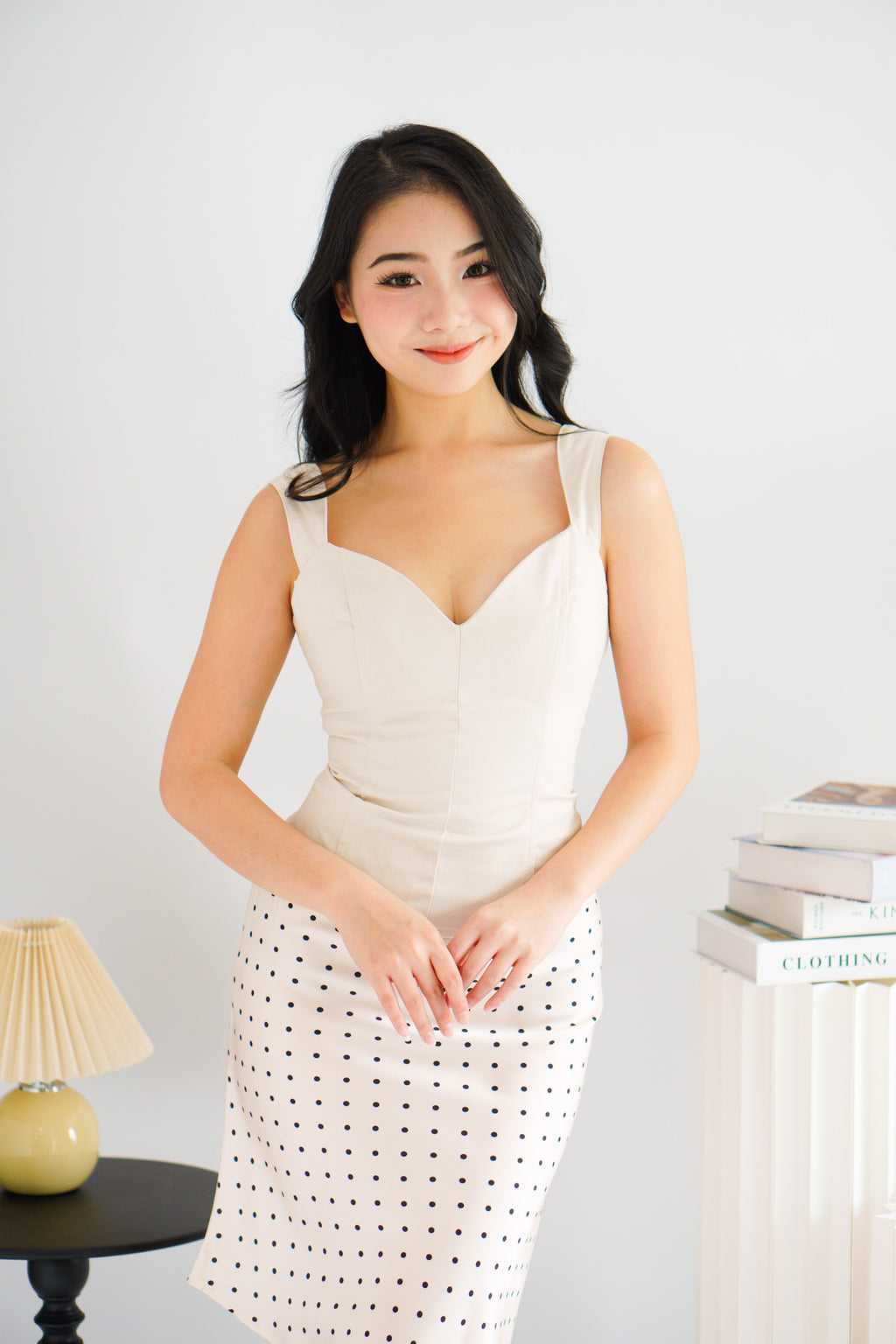 Giulia Sweetheart Corset Lace Up Top in Beige