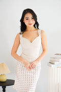 Giulia Sweetheart Corset Lace Up Top in Beige