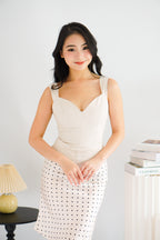 Giulia Sweetheart Corset Lace Up Top in Beige