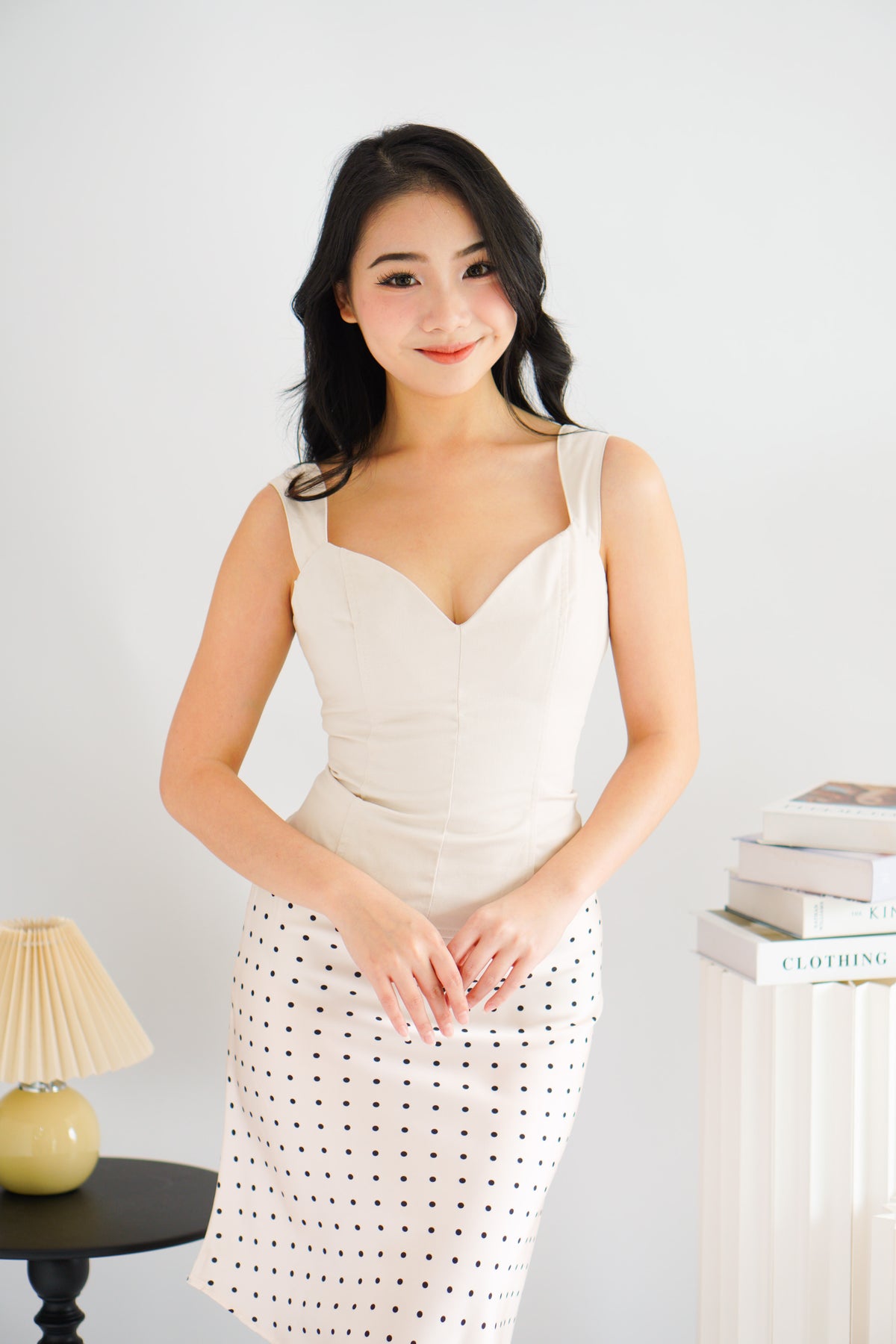 Giulia Sweetheart Corset Lace Up Top in Beige