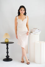 Giulia Sweetheart Corset Lace Up Top in Beige