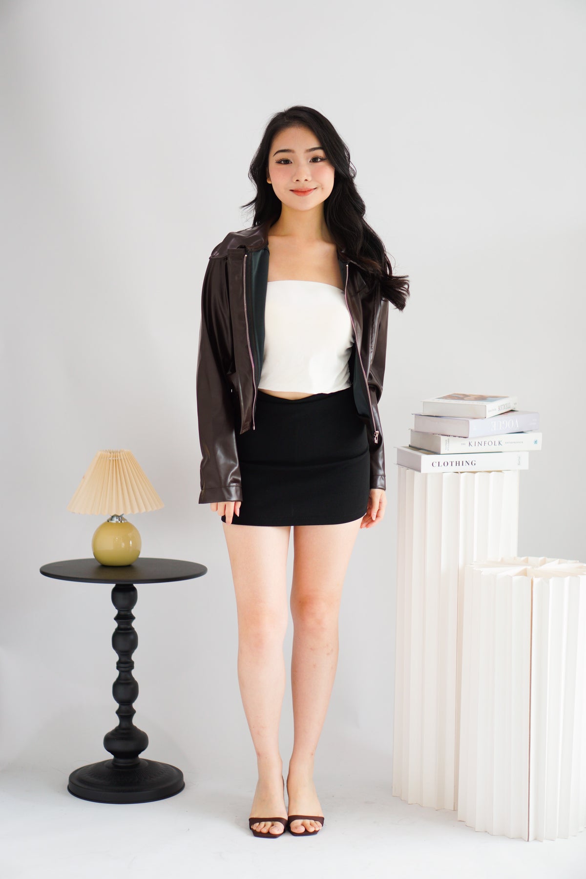 Elix Faux Leather Jacket in Dark Brown