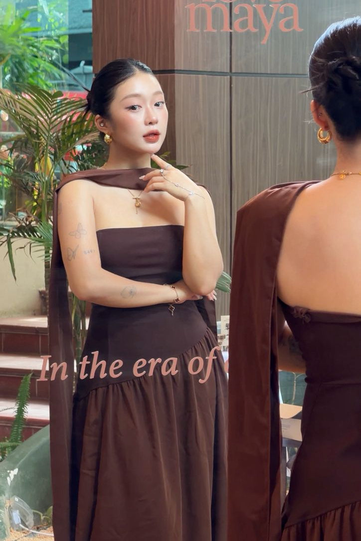 Yina Dress in Brown - As Seen On @heyiamcoco__