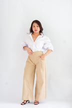 Roen Oversized Button Down Long Sleeve Top in White