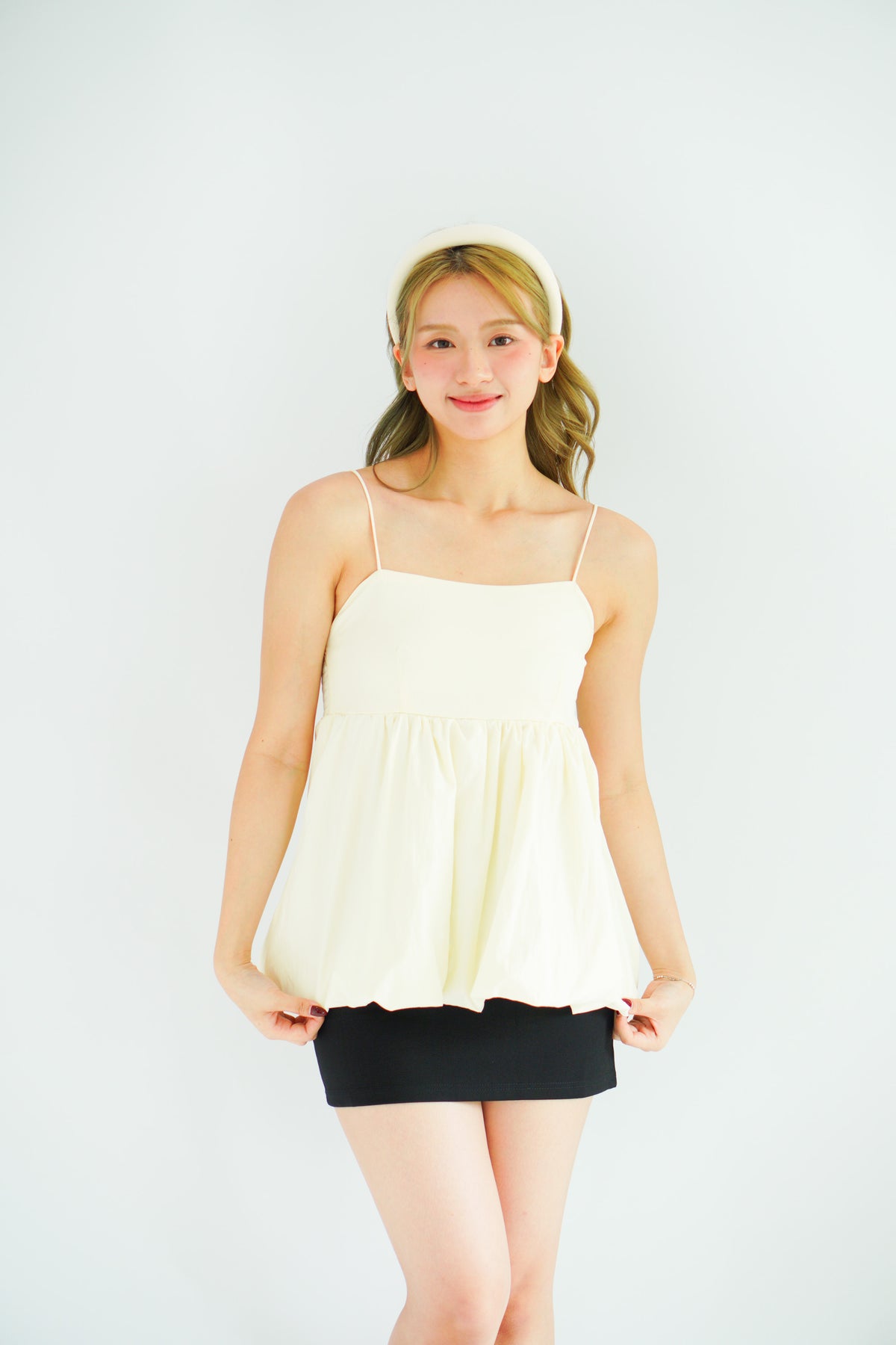Gumi Puffy Babydoll Top in Cream