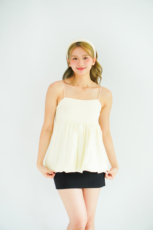 Gumi Puffy Babydoll Top in Cream