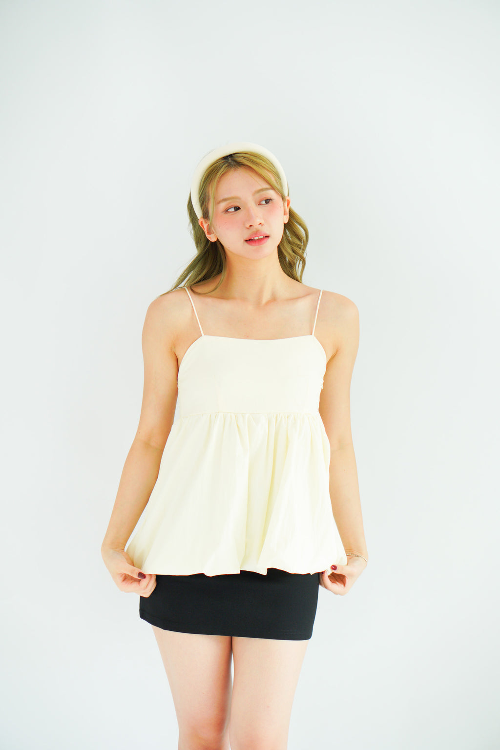 Gumi Puffy Babydoll Top in Cream